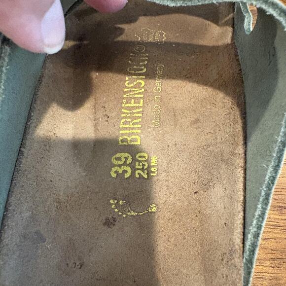 Birkenstock Arizona Sandals Women 8-8.5 EU 39 Green Suede Leather Made Germany - Picture 3 of 11